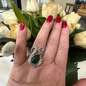 Sterling silver 18 karat emerald snake ring